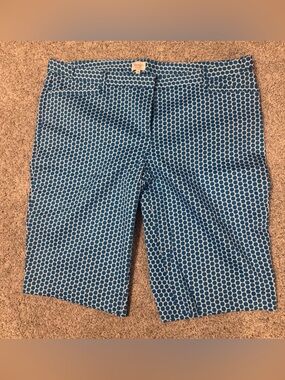 Laundry By Shelli Segal Blue Geometric Print Bermuda Shorts